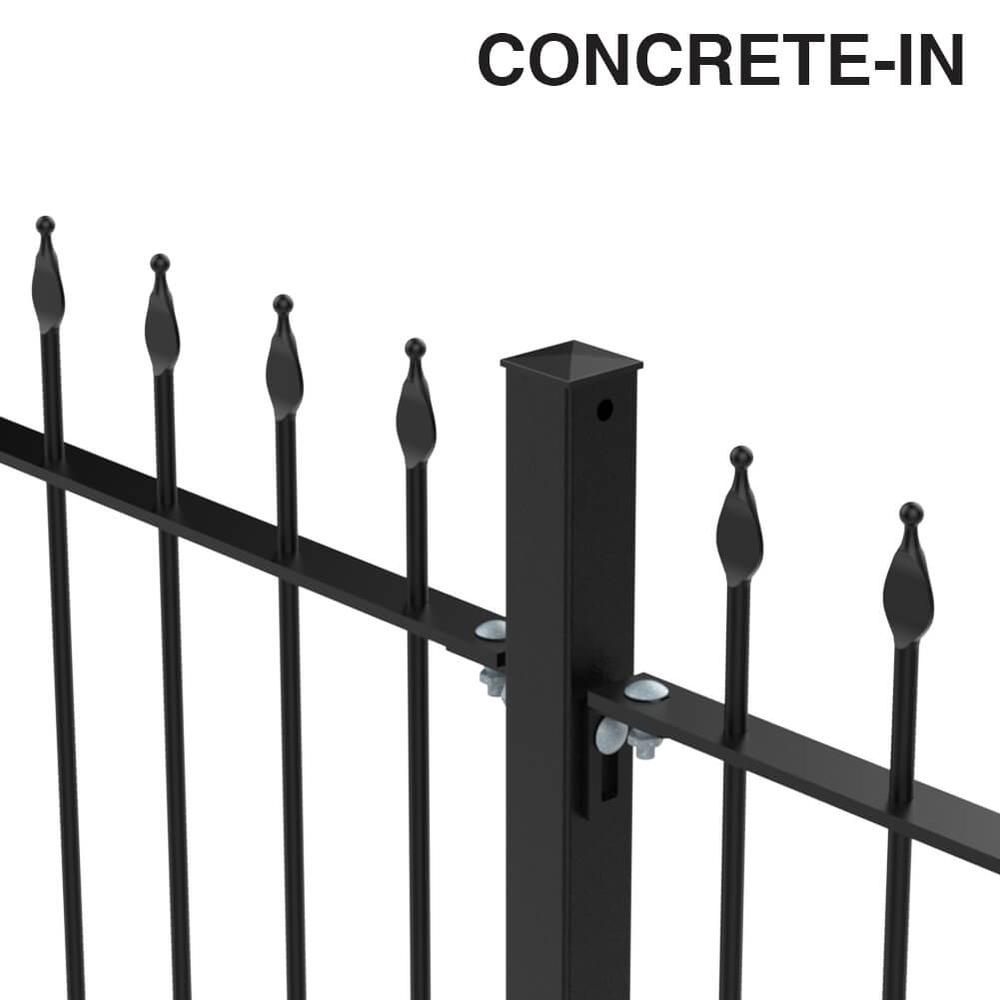Flame Railhead 1200mm Fence - Per Metre12mm Bars - Concrete In -  PPC Black