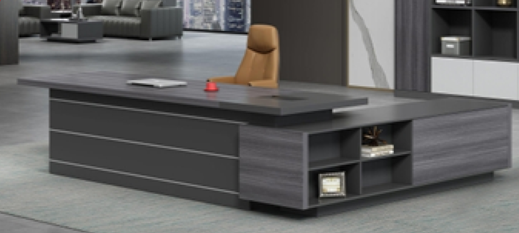 Large Modern Grey Oak Executive Office Desk with Built in Storage - 2400mm - LX-D04 North Yourkshire