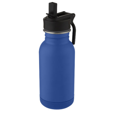 LINA 400 ML STAINLESS STEEL METAL SPORTS BOTTLE with Straw & Loop in Navy.