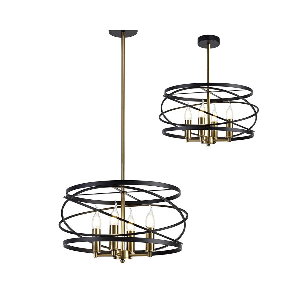 Luxuria Galton 43.5cm Pendant/Semi Flush 4xE14 Black/Satin Gold