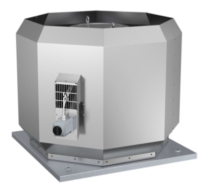 DVV 1000D4-6-XP/F600 Centrifugal roof fan 600°C/2h, 120°C continuous, vertical discharge. 56,000m³/h