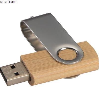 TWIST USB STICK with Medium Wood Cover in Brown.