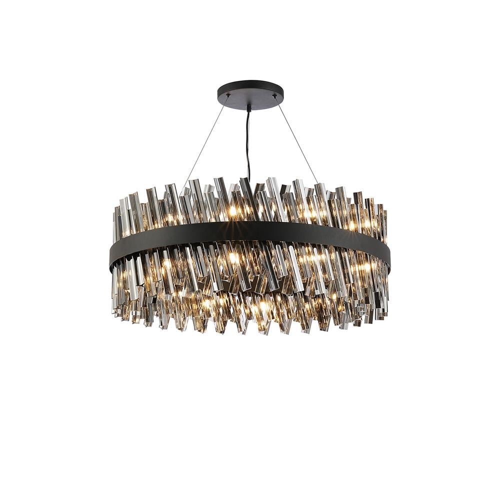 Luxuria Sylph 80cm 24 Light G9 Pendant Round Satin Black / Smoke