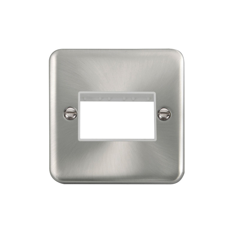 Click Deco Plus MiniGrid 3 Aperture Face Plate Satin Chrome White Inserts