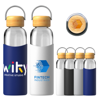 VITALITY GLASS WATER BOTTLE with Silicon Sleeve - 550Ml.