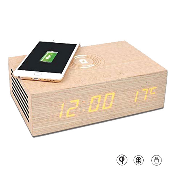 Homtime Wood Echo Qi Hotel Alarm Clock