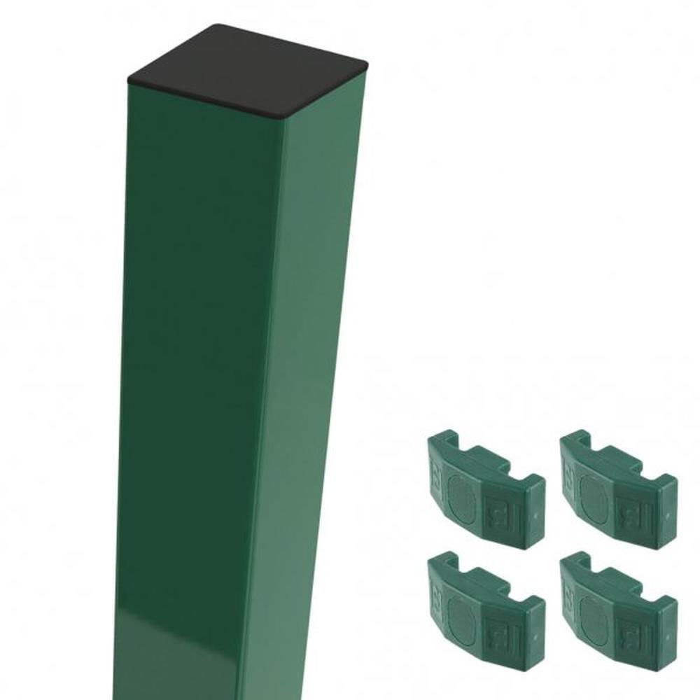 Green Mid/End Post For 1.2m High FenceWith Fixings (1.8m Overall Length)