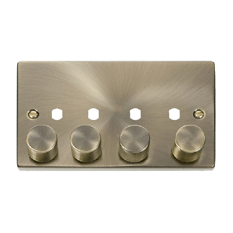 Click Deco 4 Gang Unfurnished Dimmer Plate and Knob (1600W Max) Antique Brass