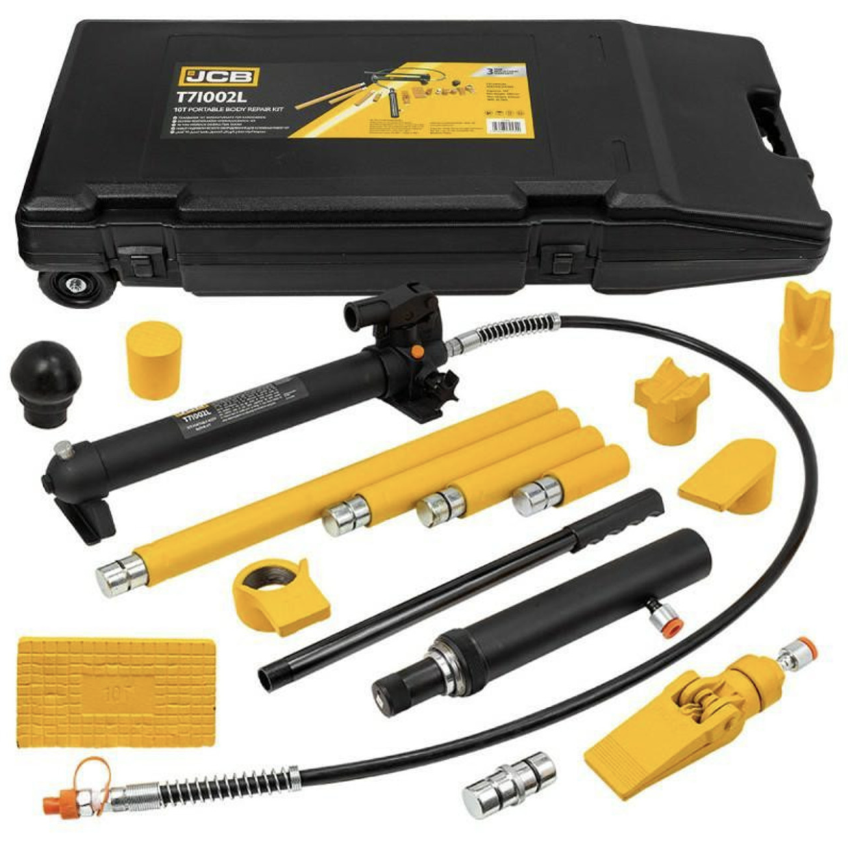 JCB 10 Tonne Portable Hydraulic Jack Auto Body Repair Kit with Storage Case 