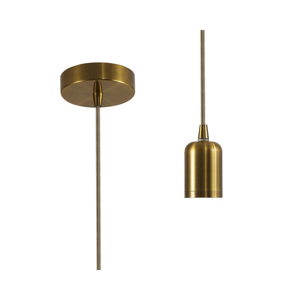 Luxuria Glorelle 2m Suspension Kit Gilt Bronze/Gold Braided Cable E27 c/w Ceiling Bracket & Deeper Shade Ring