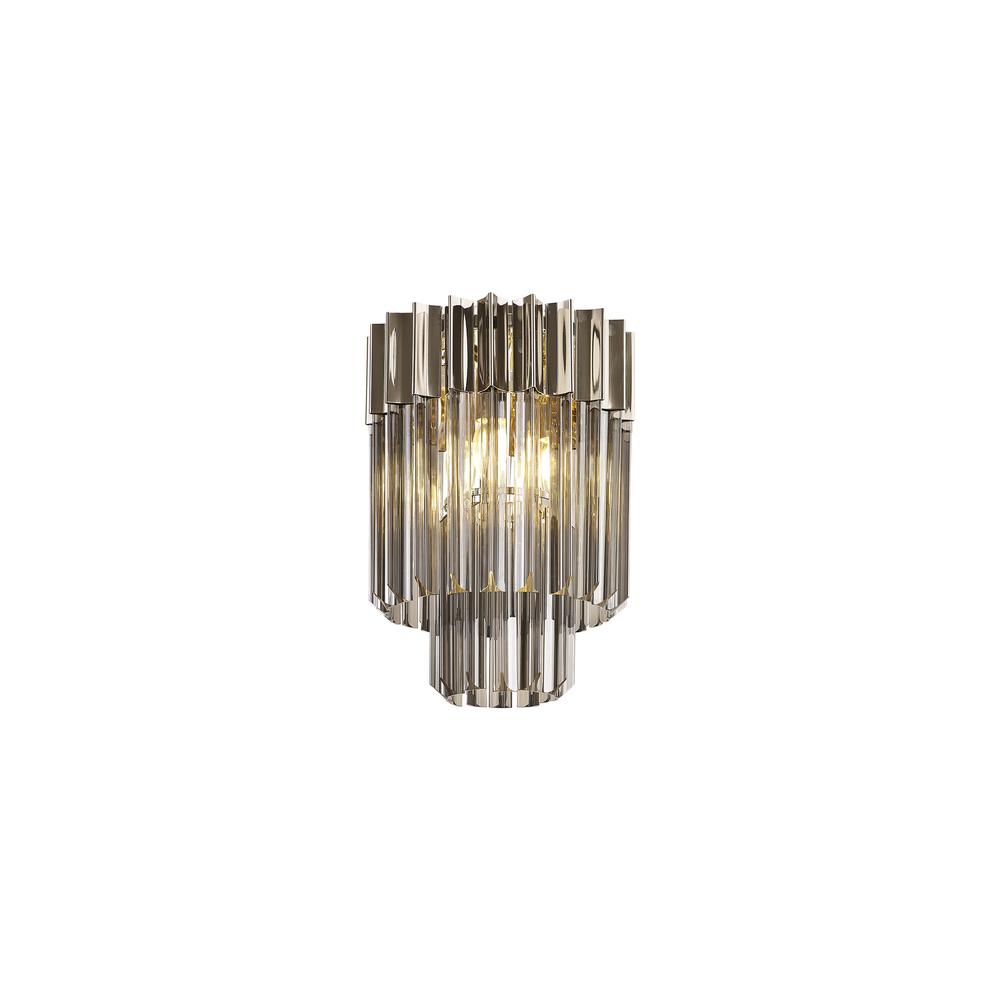 Luxuria Osiris 30cm Ceiling Round 3 Light E14 Polished Nickel / Smoke Sculpted Glass