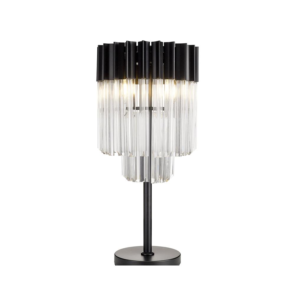 Luxuria Osiris 30xH65cm Table Lamp 3 Light E14 Matt Black / Clear Sculpted Glass