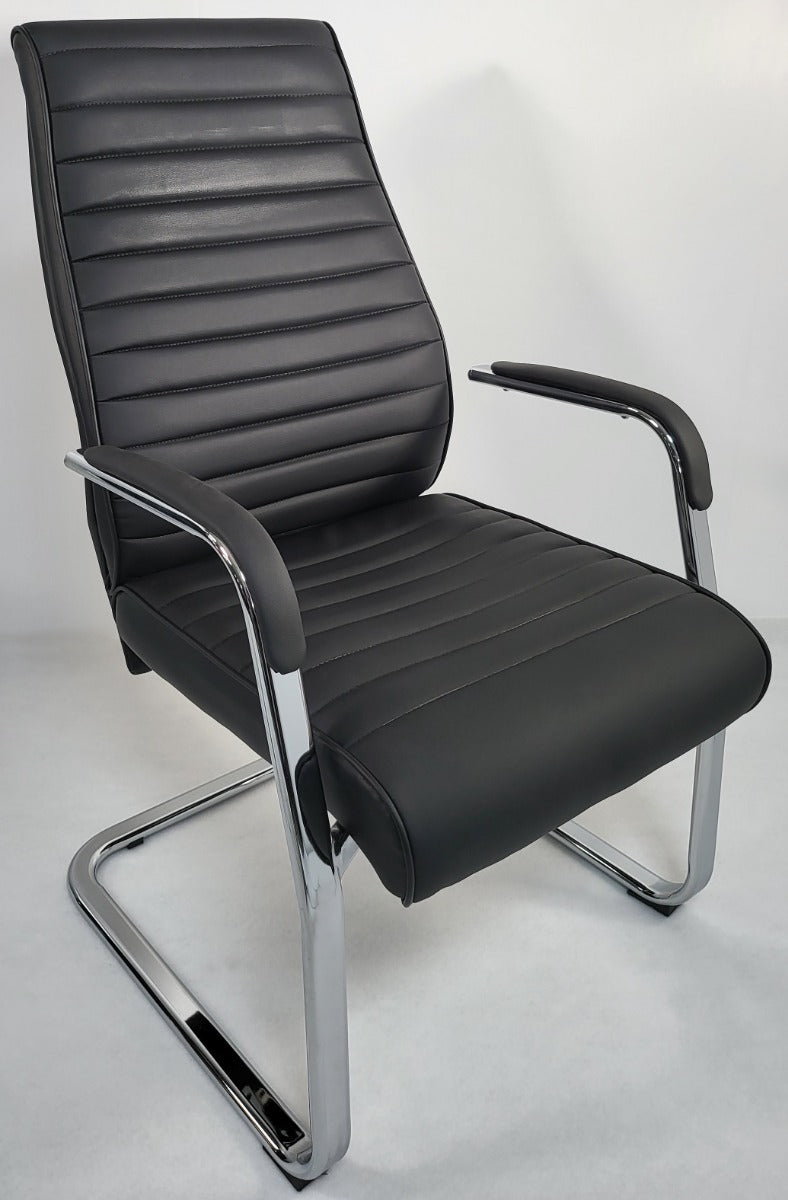 Modern Executive Black Leather Cantilever Visitors Chair - 908B UK