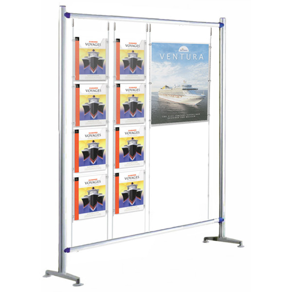 Wide Floor Standing Display 8 x A4, 1x A1 poster pockets