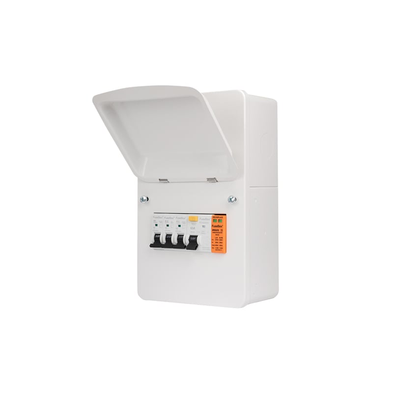 FuseBox Garage Unit 63A 30mA RCD + 6A & 16A MCBs Type A with SPD T2