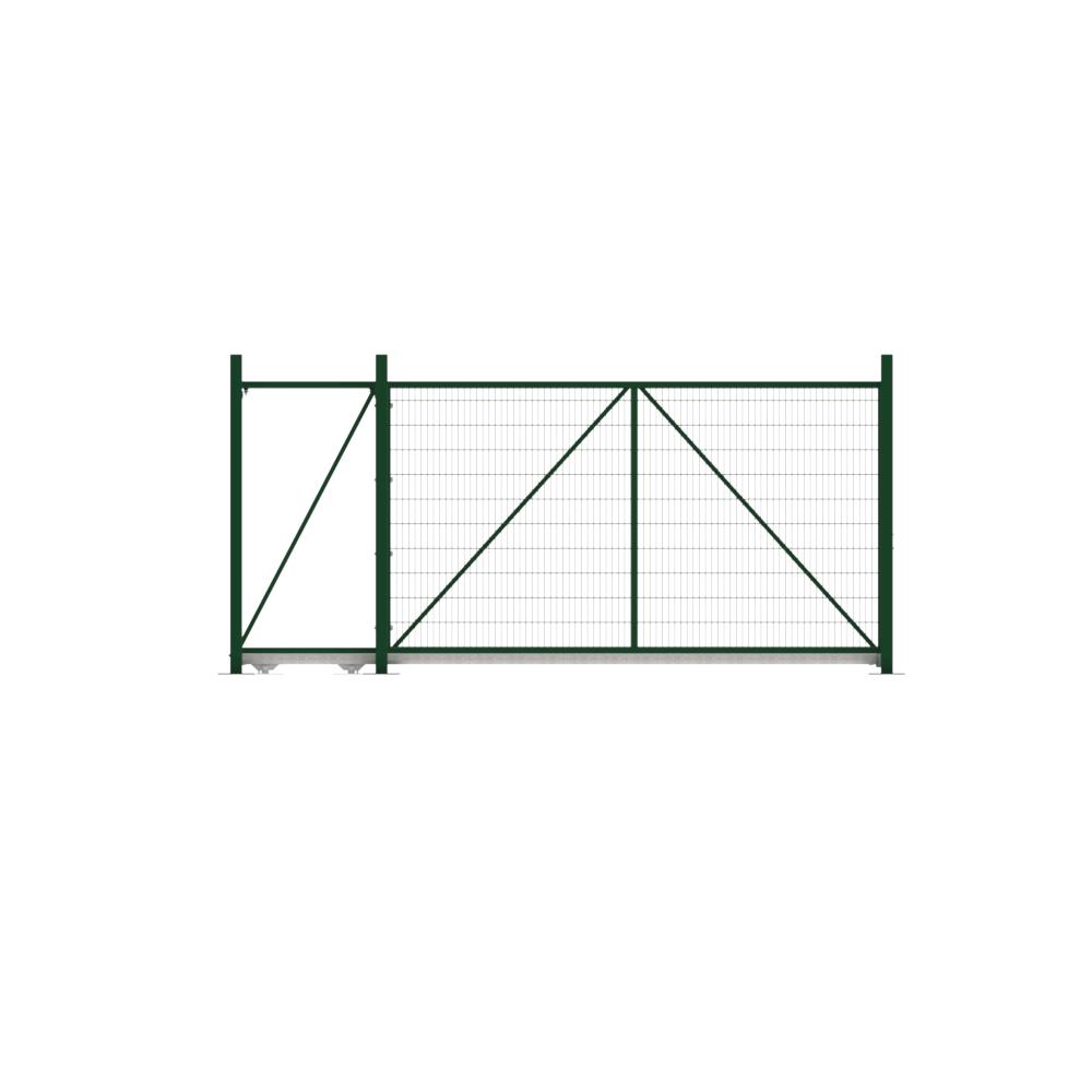 Cantilever Sliding Mesh Gate - 2.4H x 4mGreen With Track & Accessories - LH Open