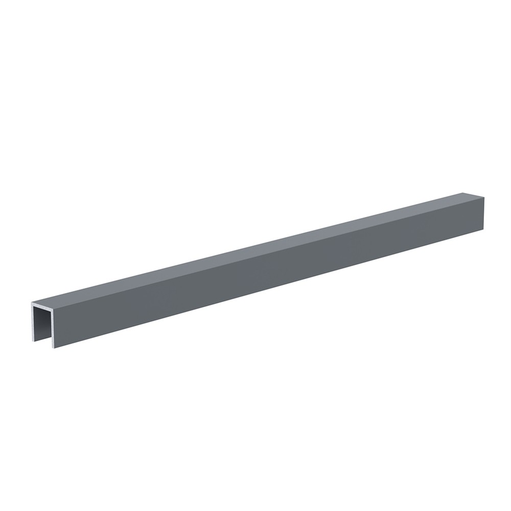 U Channel with 16mm Slot - 20.6 x 24mm Basalt Grey RAL 7012 - 5000mm Long