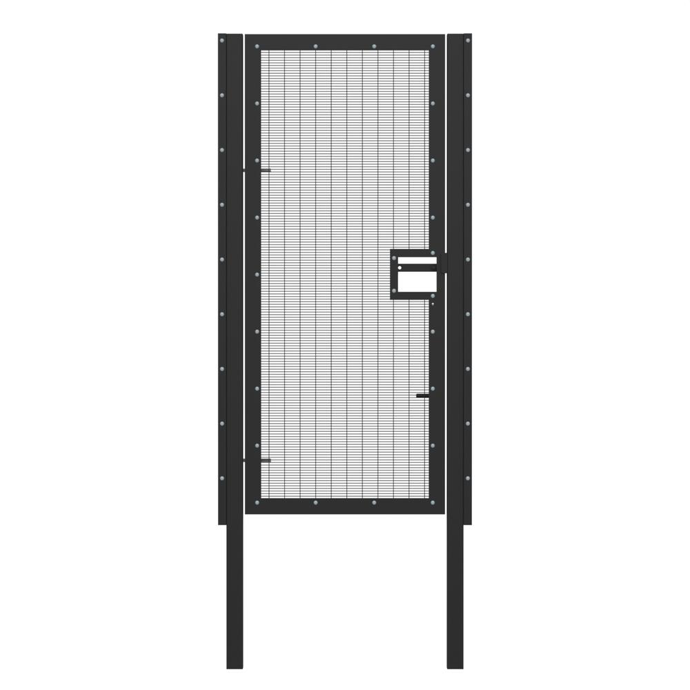 358 Wire Single Leaf Gate H 2.4 x 1mBlack Powder Coated Finish, Concrete-In