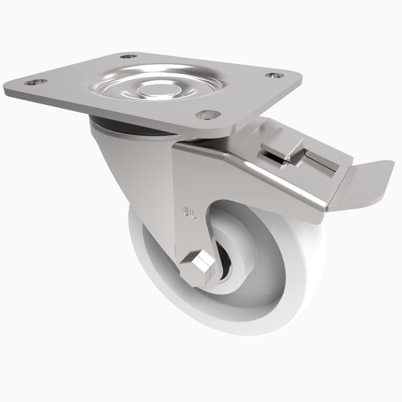 Nylon Plate Swivel Castor Brake 125mm 500kg Load