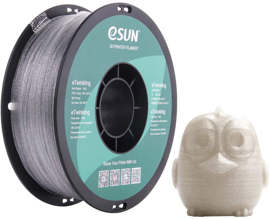 eSUN eTwinkle PLA Silver 1.75mm 1Kg 3D Printing filament