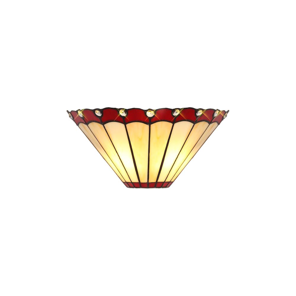 Luxuria Sleek Tiffany Wall Light 2xE14 Red/Cream/Crystal