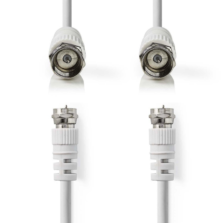 F-Type Lead 75 Ohm Nickel Plated White (L)5Mtr