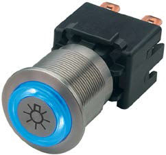 1241.6823.1124000 Double Pole Double Throw &#40;DPDT&#41; Latching Blue LED Push Button Switch&#44; IP64 &#40;Front&#41;