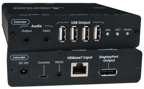 4K 60Hz DisplayPort USB KVM HDBaseT Extender via CATx Cable with RS232 & Stereo Audio