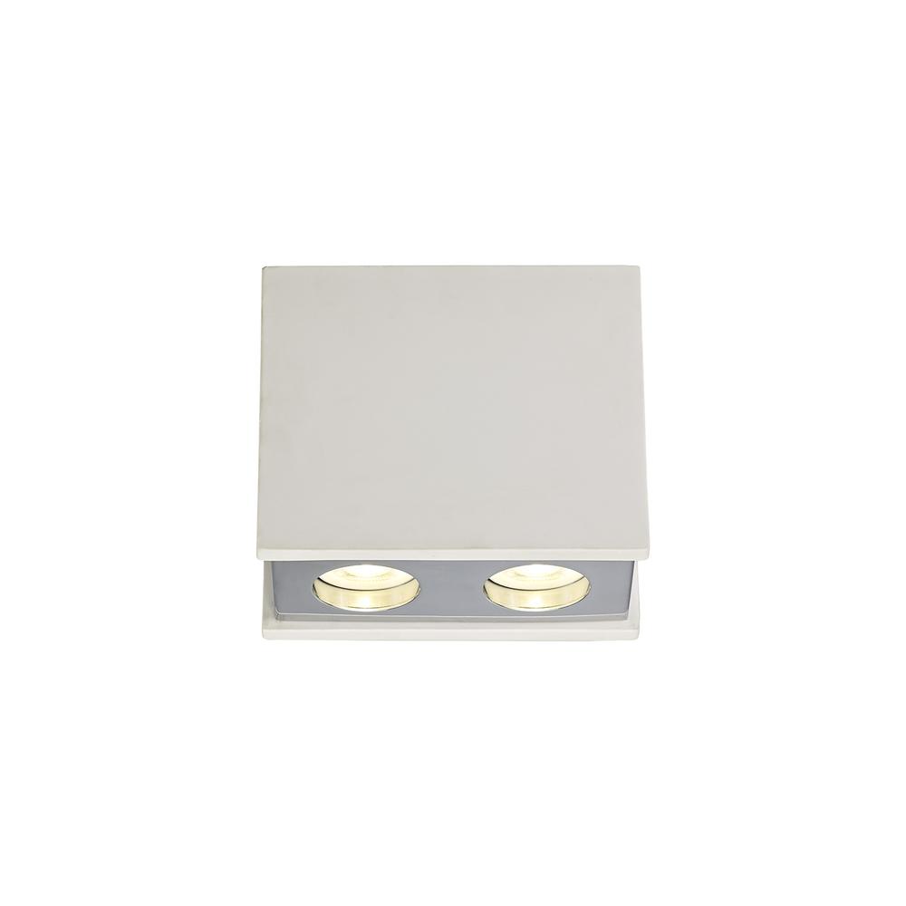 Luxuria Illumina 2 Light Rectangular Ceiling GU10 White Paintable Gypsum With Polished Chrome Cover