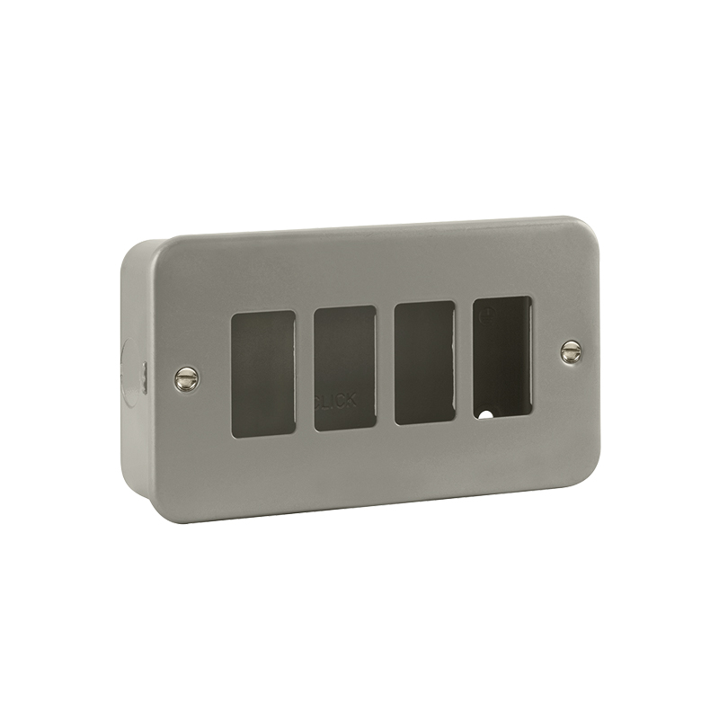 Click GridPro Metal Clad 4 Gang Frontplate and Back Box