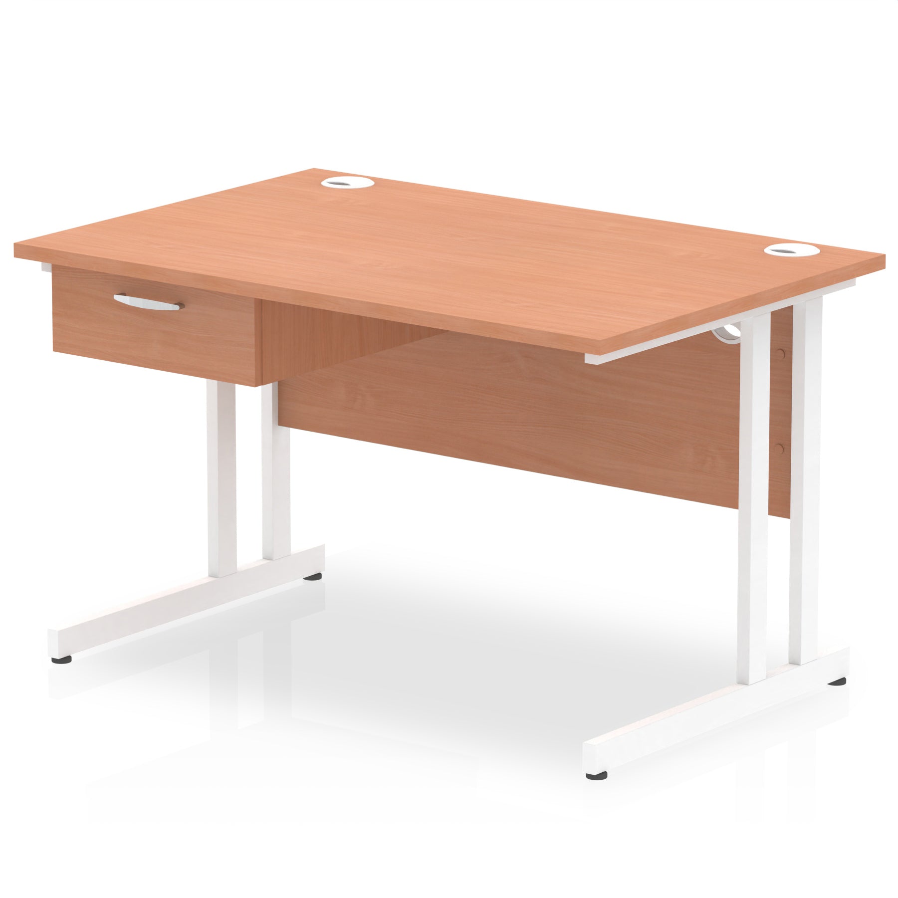 Suppliers Of Impulse Cantilever Straight Desk White Frame With Single One Drawer Fixed Pedestal - 1200mm, 1400mm, 1600mm or 1800mm - Multiple Colour Options North Yourkshire