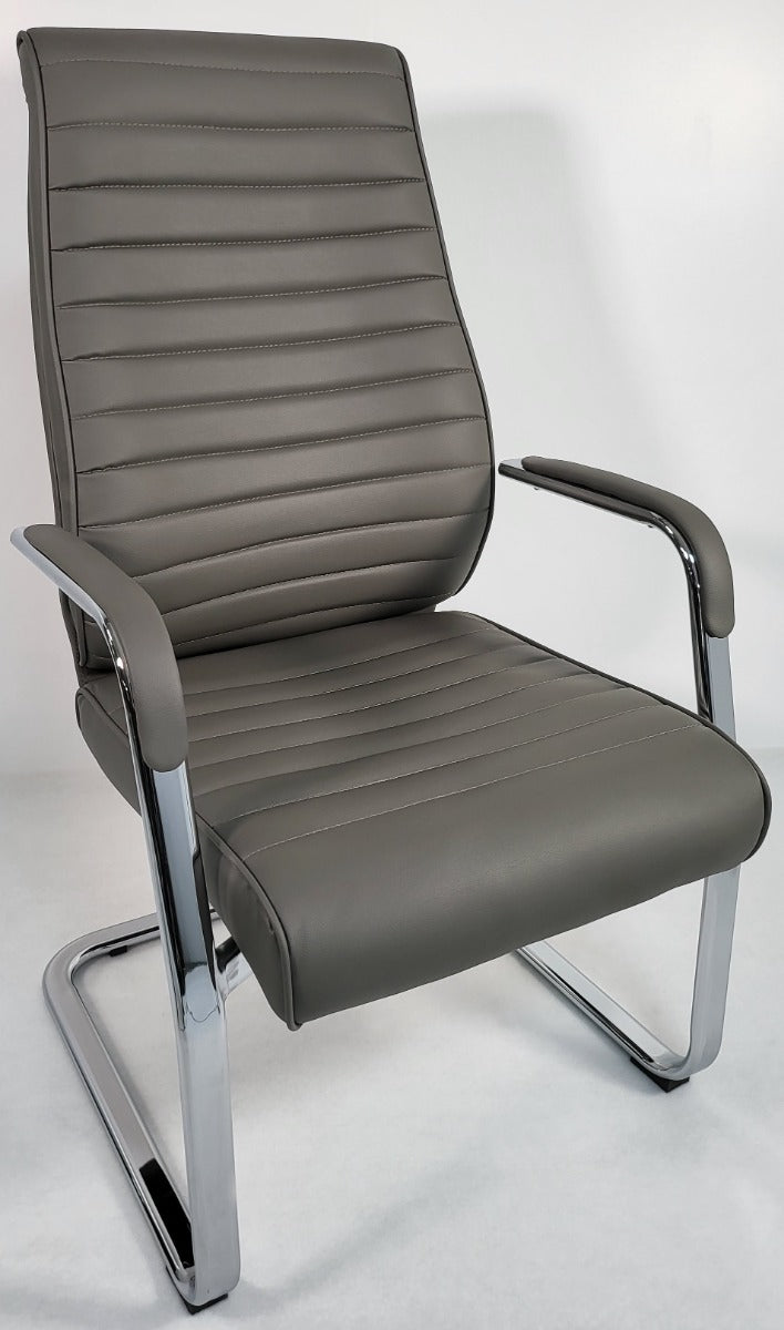 Modern Executive Grey Leather Cantilever Visitors Chair - 908B Near Me
