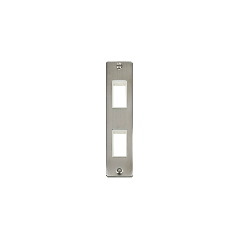 Click Deco 2G MiniGrid Double Aperture Unfurnished Architrave Plate Stainless Steel White Inserts