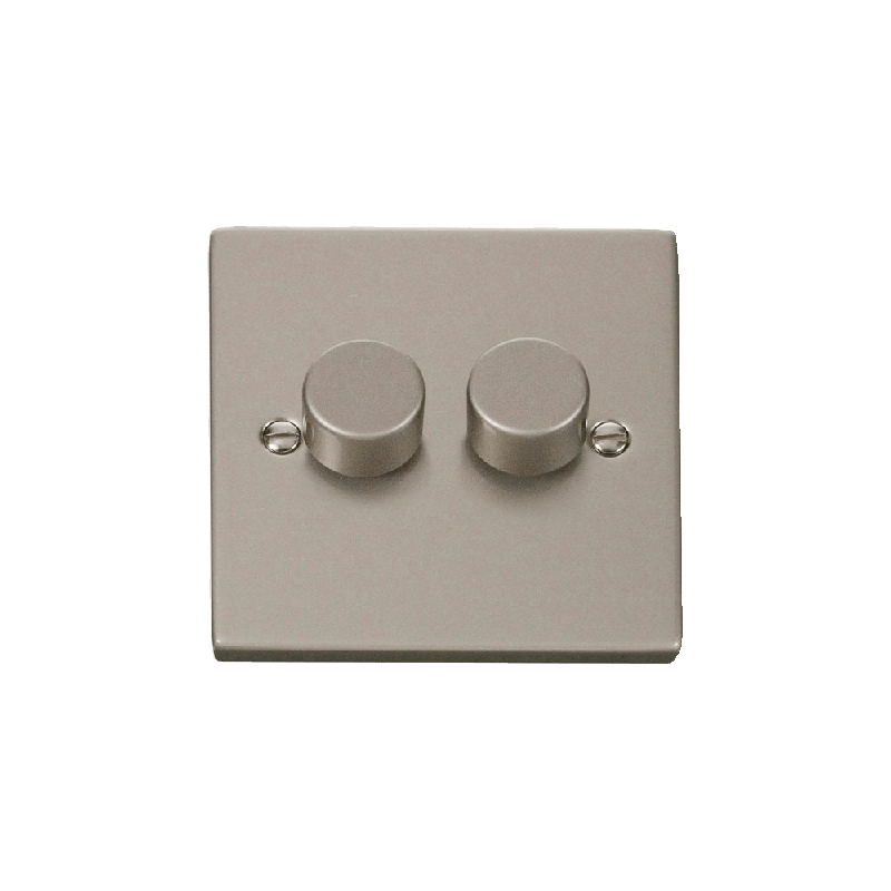 Click Deco 2 Gang 2 Way 100W LED Dimmer Switch Pearl Nickel