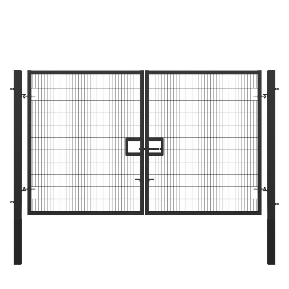 Twin Wire Double Leaf Gate 2.4H x 4mBlack Powder Coated Finish  Concrete-In