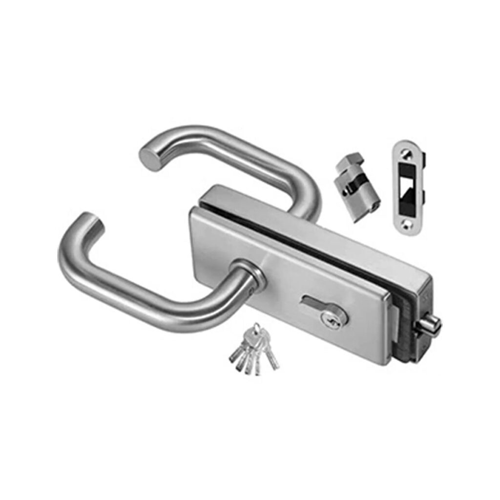 Stainless Steel Thumb To Key Lever Latch Set For Glass Door To Frame (Magnetic)