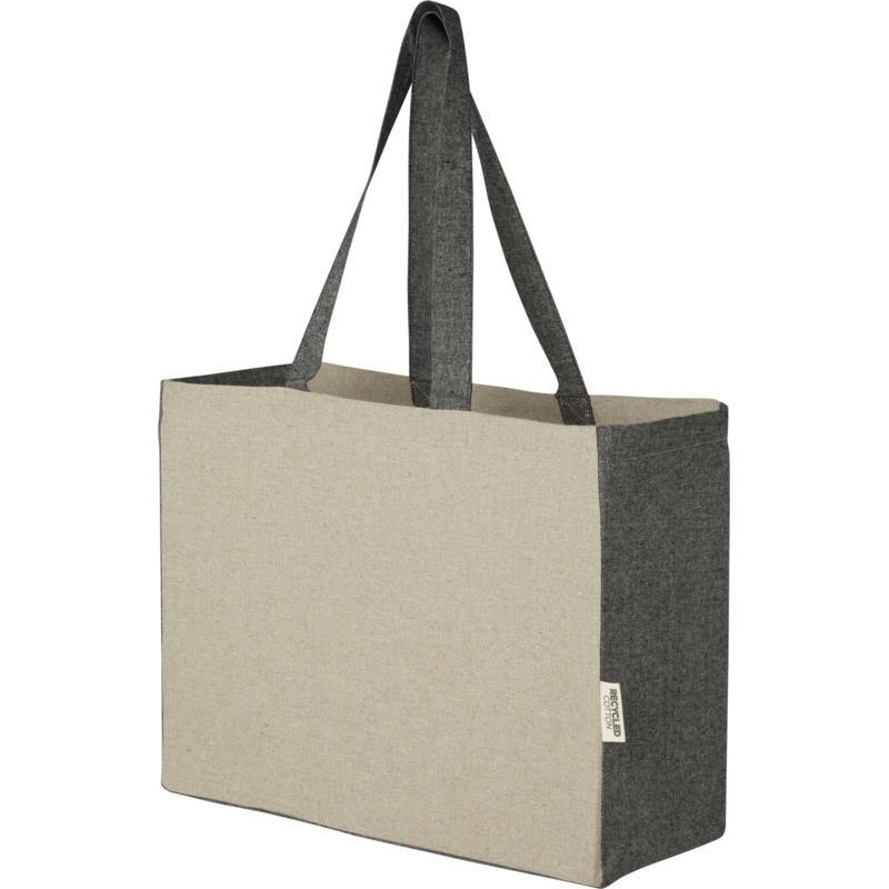 Pheebs 190 g/m&sup2; recycled cotton gusset tote bag with contrast sides 18L