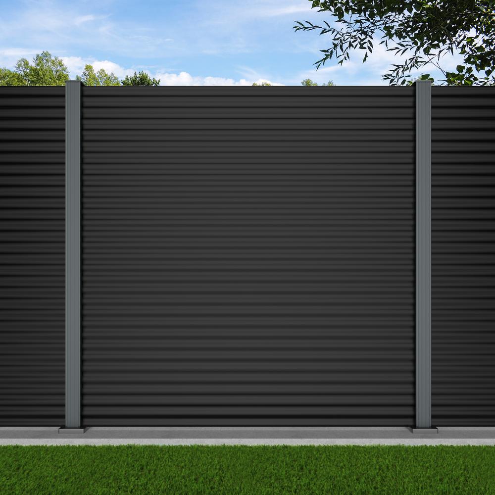 1.8m Wave Fence Black Sand -Basalt Grey Bolt Down Posts - Metre Prices 