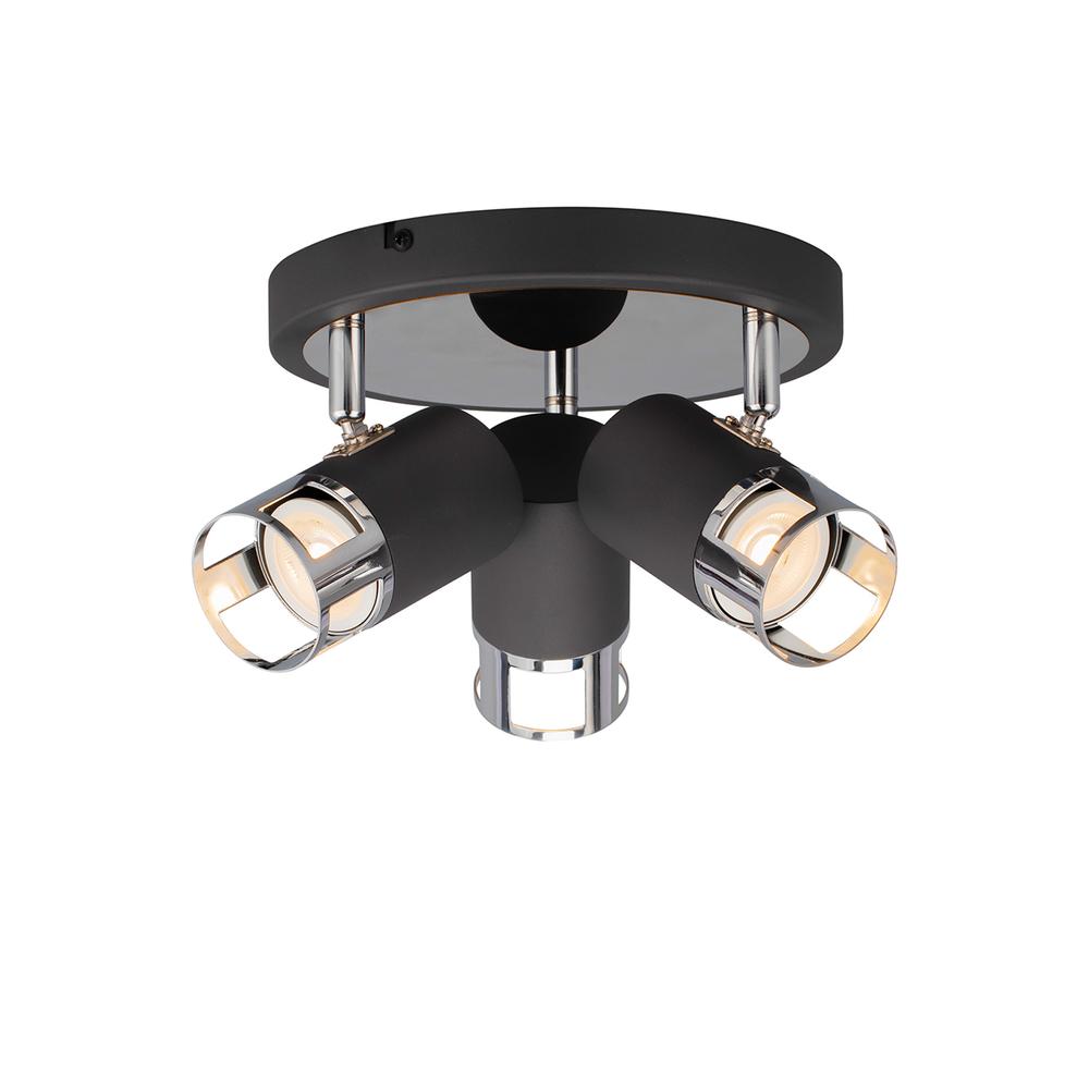 Luxuria Selene 31.5cm 3 Light Round Spotlight GU10 Graphite / Polished Chrome