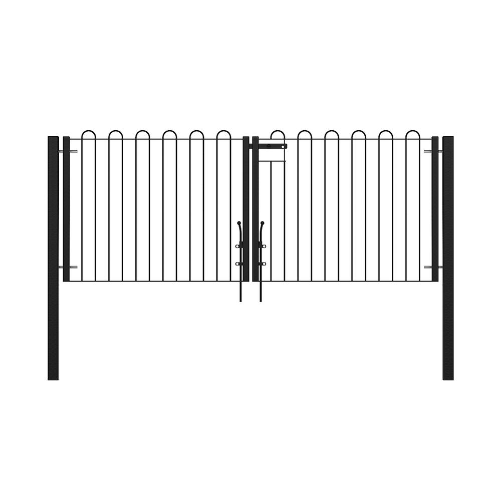 Double Leaf Gate 12 x 1200mmConcrete-in - PPC Black