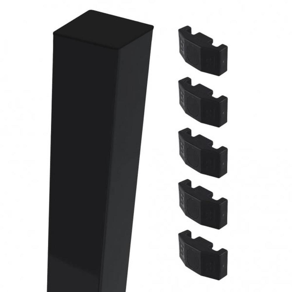 Black Mid/End Post For 1.8m High FenceWith Fixings (2.5m Overall Length)