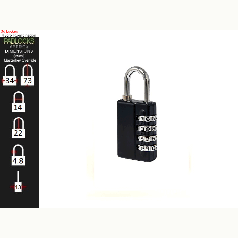 Multi Scroll Combination Padlock with Optional Master Key