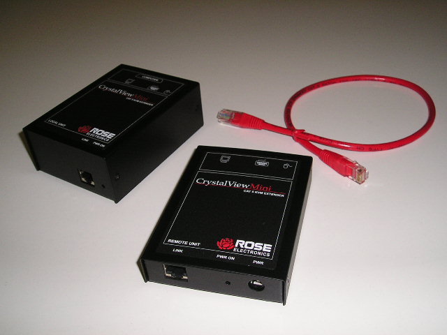 Rose CRK-M2P Mini CrystalView Dual user KVM CAT5 Extender transmitter & receiver pair , 0-150ft (special price on limited UK stock )