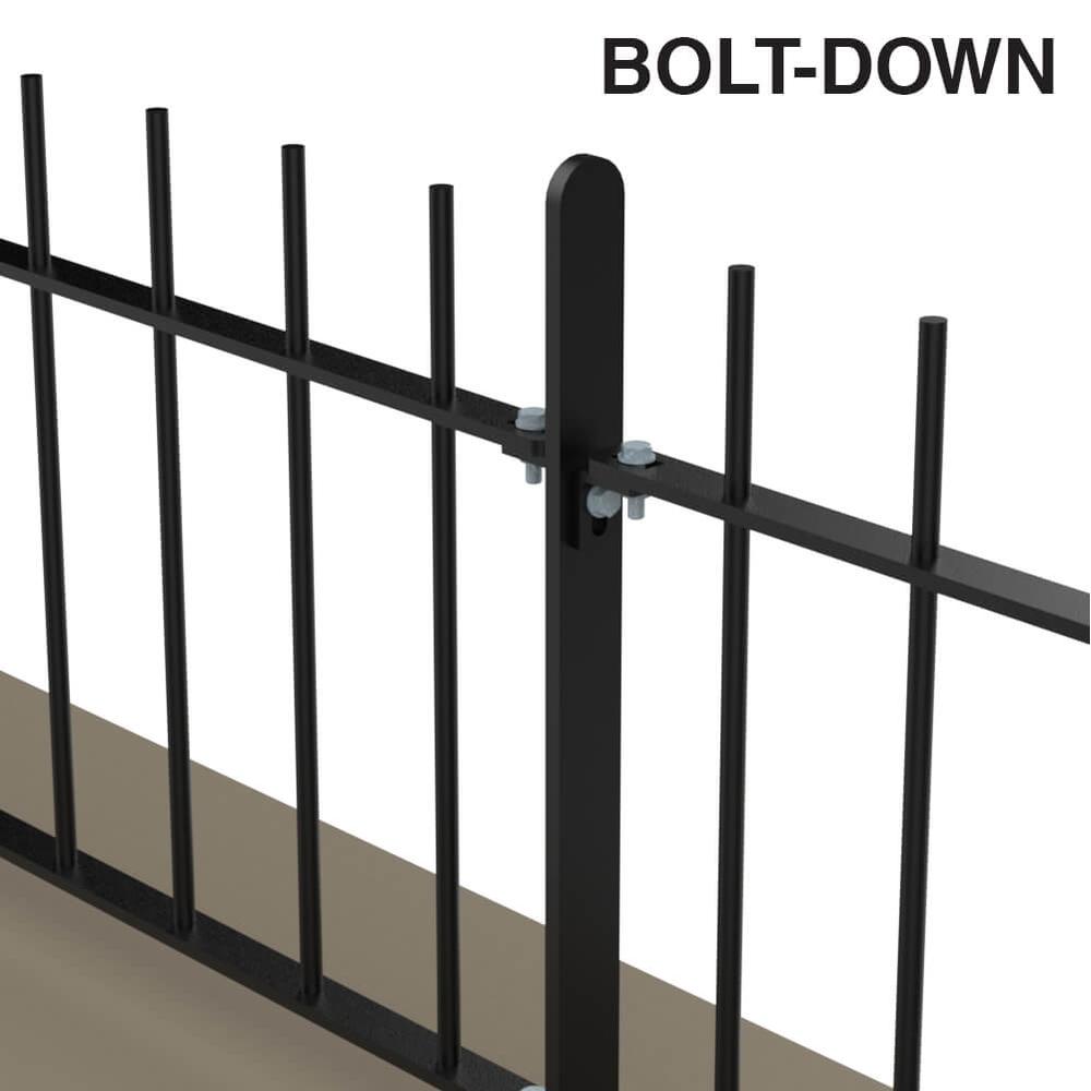 500mm Vertical bar  Bolt Down Fence p/mWith 12mm Bars - Black Powder Coated