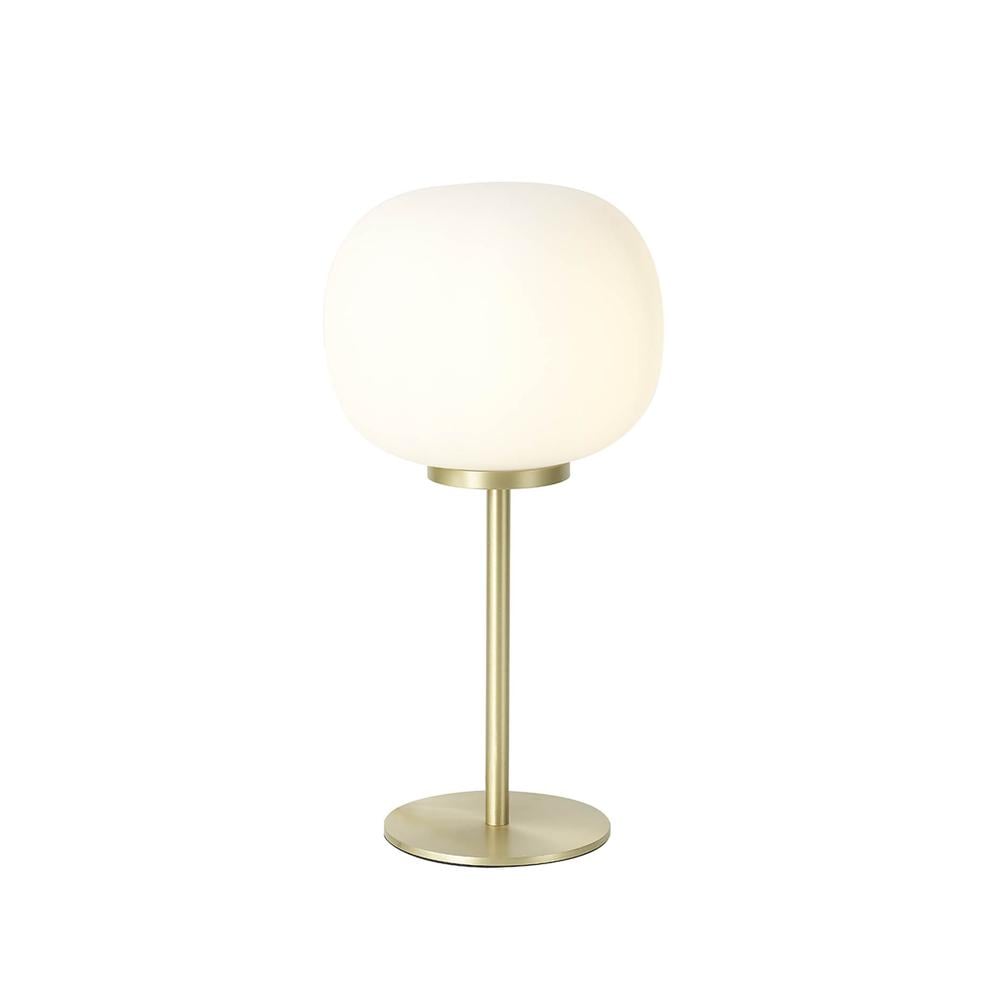 Luxuria Lumina Small Oval Ball Tall Table Lamp E27 Satin Gold Base With Frosted White Glass Globe