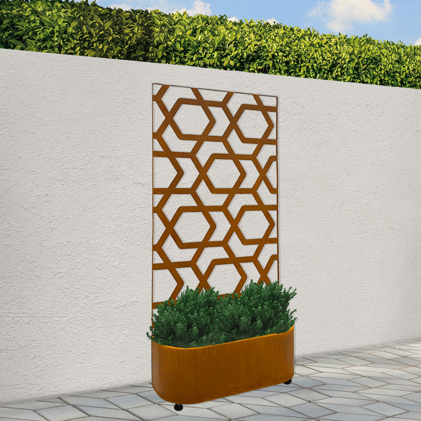 'Hive' Garden Screen with Rounded Planter 