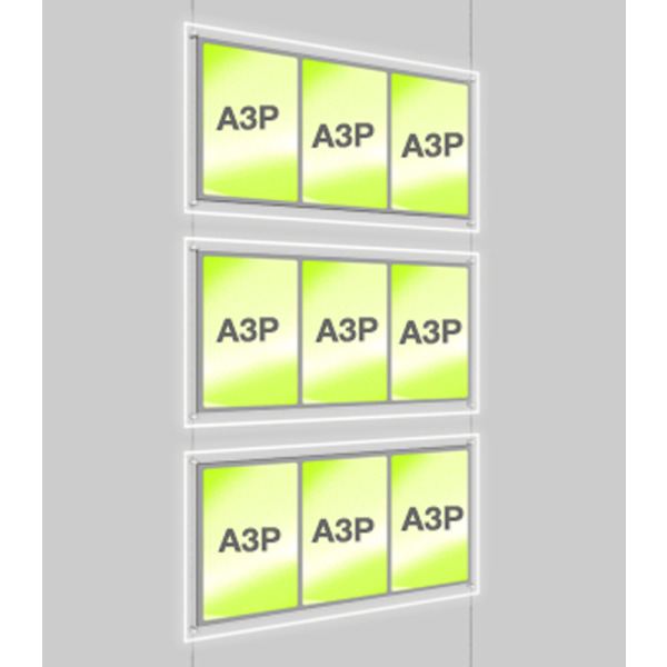 3x A3 Triple Portrait Illuminated Estate Agent Display