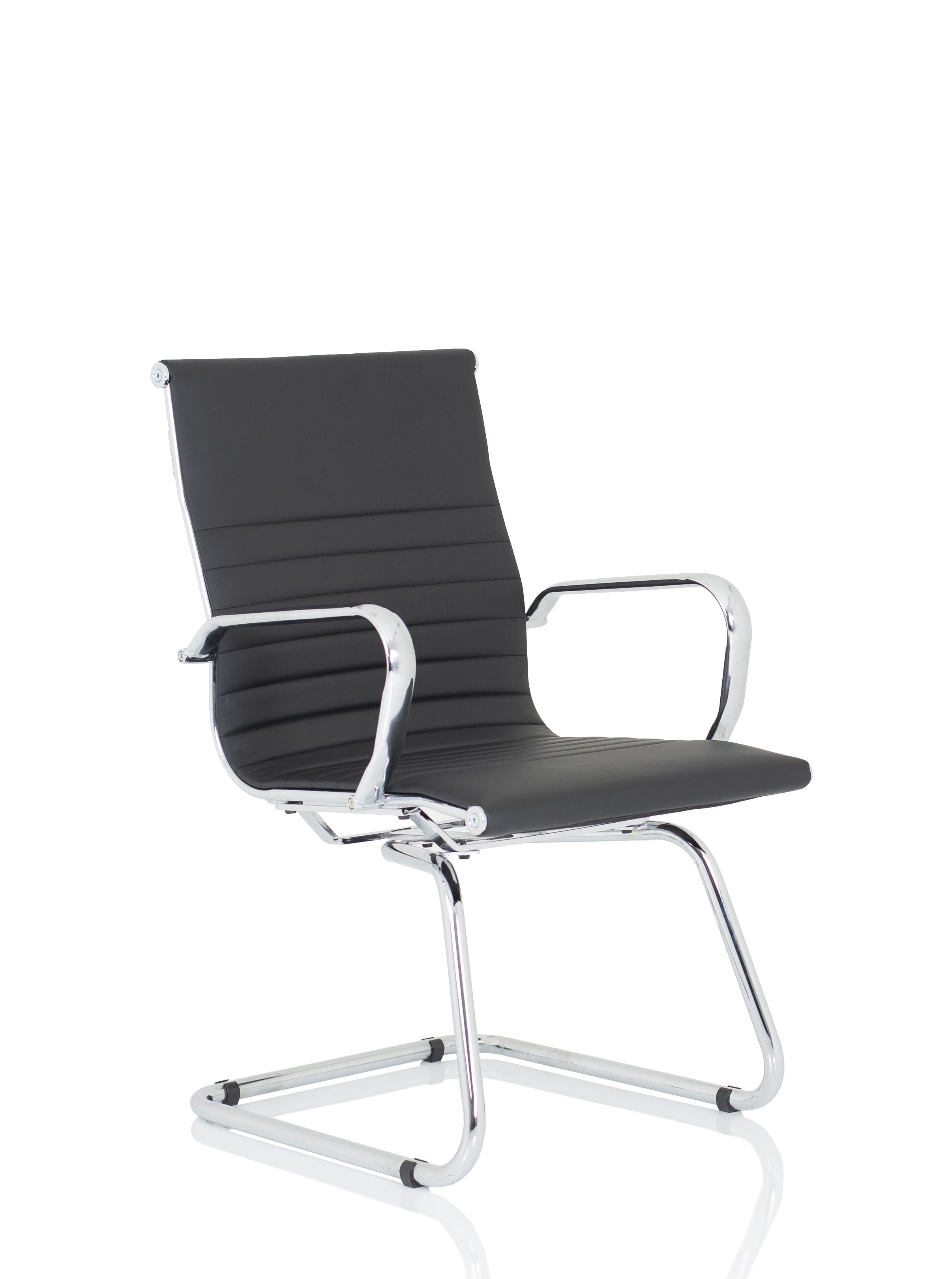 Specialising In Nola Bonded Leather Cantilever Visitor Chair with Fixed Chrome Arms - Black or White UK