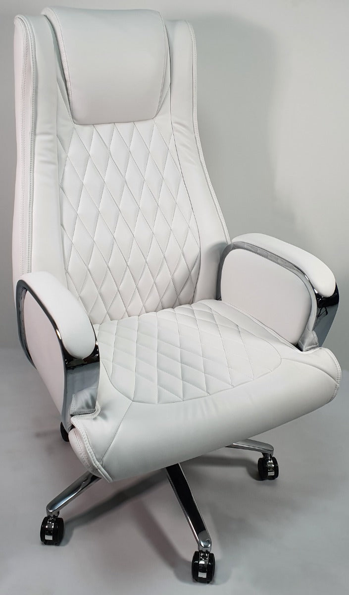 White Leather Executive Office Chair - CHA-1202A UK