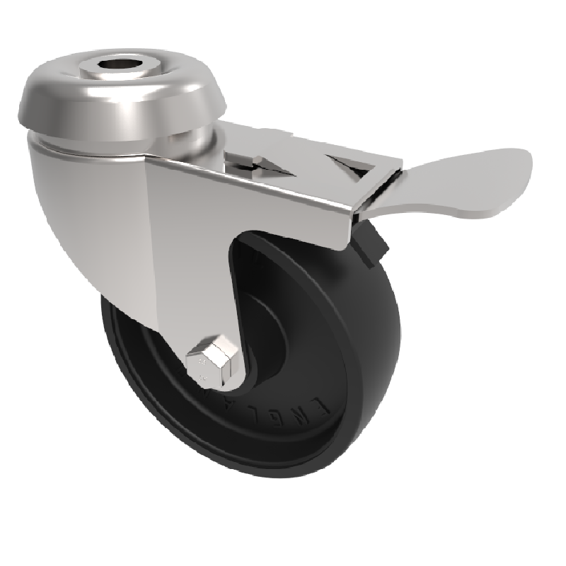 Polypropylene Bolt Hole Swivel Castor Brake 80mm 90kg Load